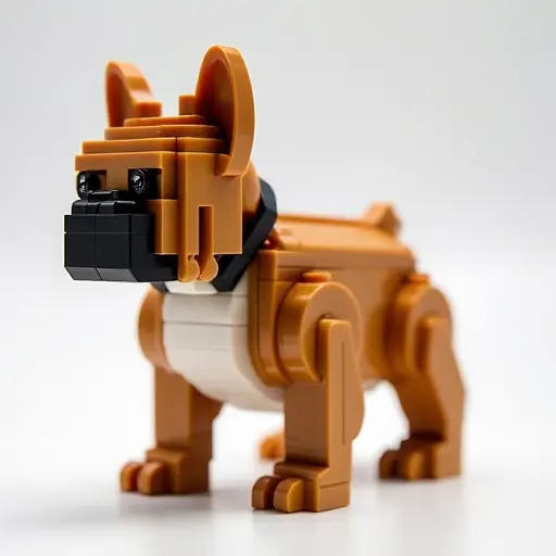 LEGO style of a french bulldog from the side view