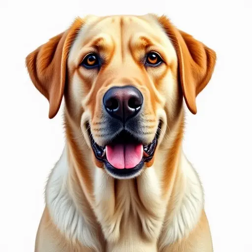 colored pencil drawing style of a labrador retriever from the front view