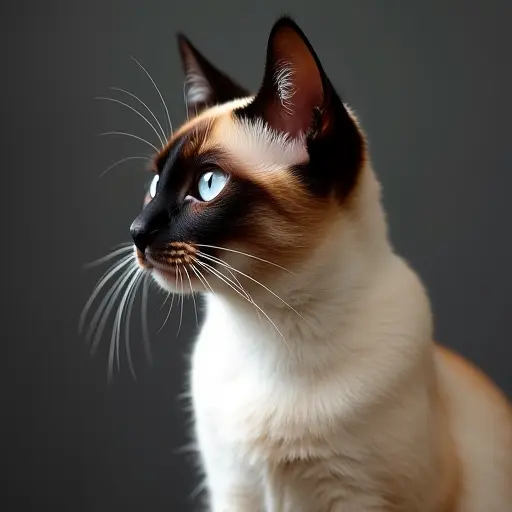 hd photo of a siamese cat from the side view