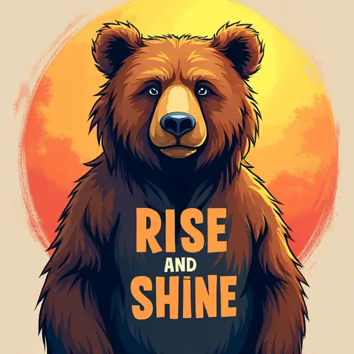 bear, T-shirt, slogan Rise and Shine, energetic style