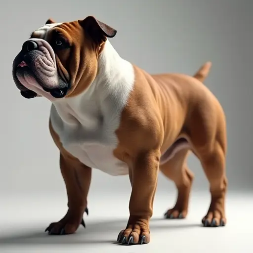 8k hyper real octane render blender of a bulldog from the side view