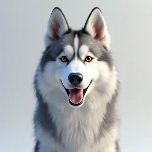 8k hyper real octane render blender of a siberian husky from the front view