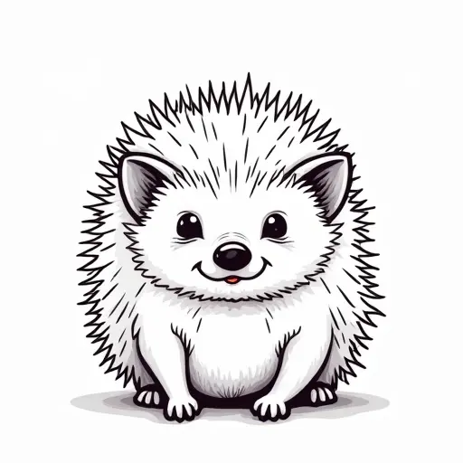 clean hand-drawn outlines of a baby hedgehog from the front view