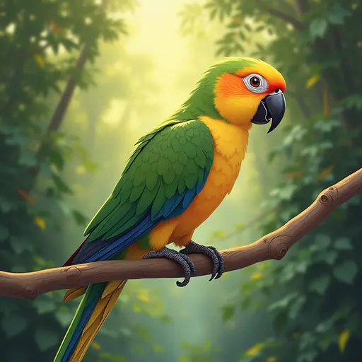 studio ghibli style of a quaker parrot