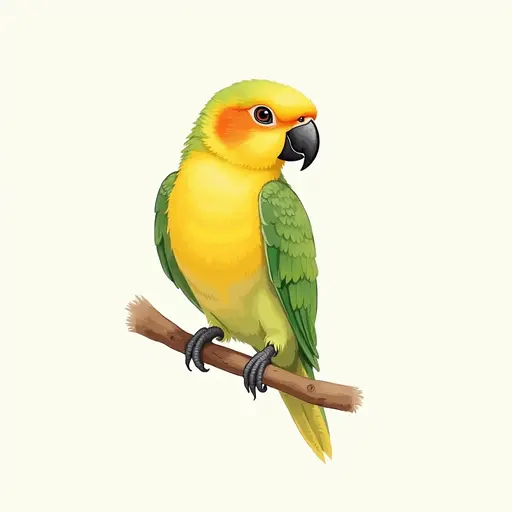 Watercolor style of a orange-cheeked parrot