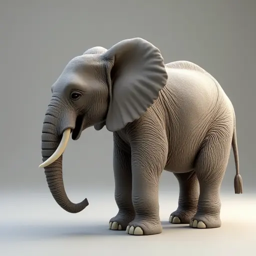 8k hyper real octane render blender of a baby elephant from the side view