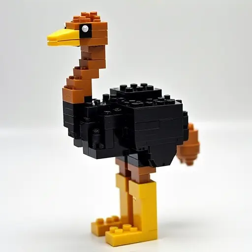 LEGO style of a emu from the side view