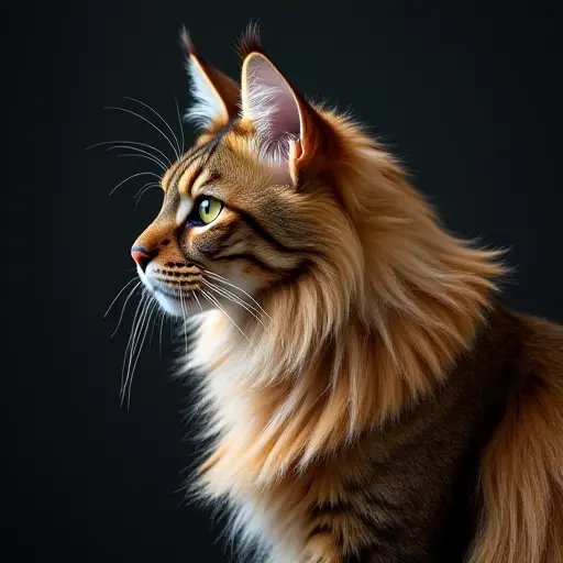 hd photo of a maine coon from the side view