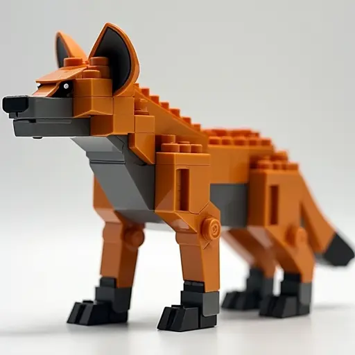 LEGO style of a hyena from the side view