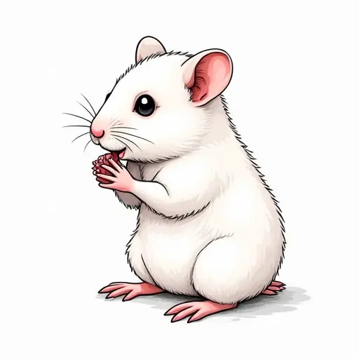 clean hand-drawn outlines of a baby hamster from the side view