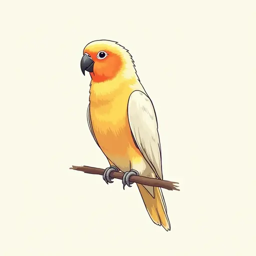 clean pencial outline sketch of a orange-cheeked parrot