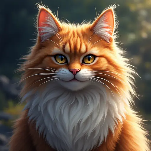 studio ghibli style of a maine coon from the front view