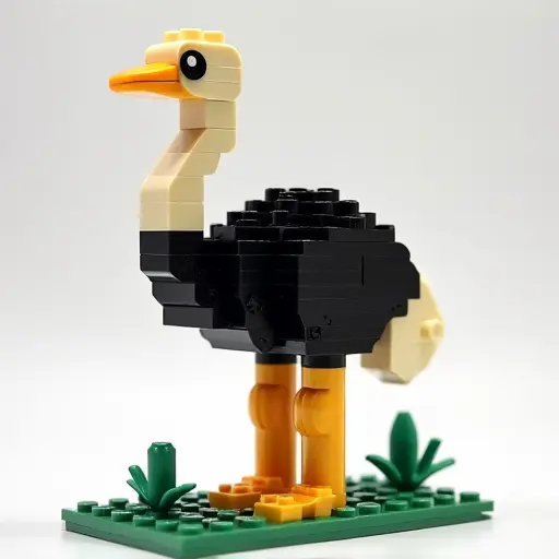 LEGO style of a ostrich from the side view