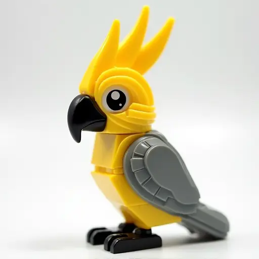 LEGO style of a cockatiel from the side view