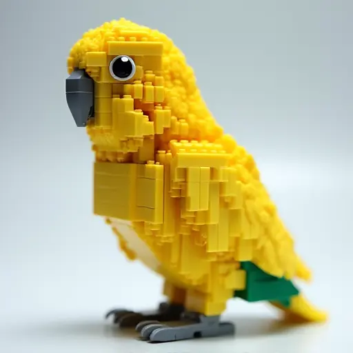 LEGO style of a budgerigar from the side view