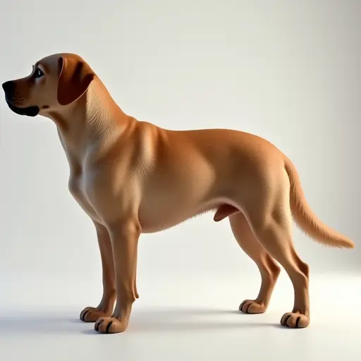 8k hyper real octane render blender of a labrador retriever from the side view