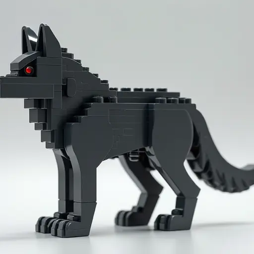 LEGO style of a wolf from the side view