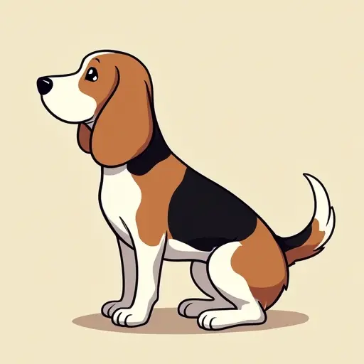 studio ghibli style of a beagle from the side view