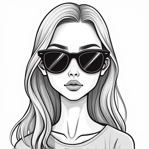 A girl with sunglasses, drawn in bold lines with soft shading to emphasize the cool, casual look.