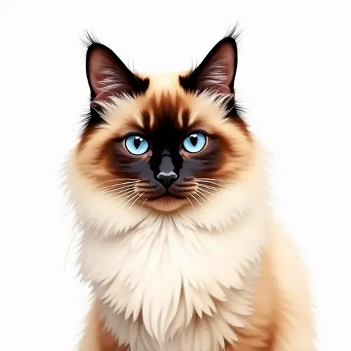 Watercolor style of a birman cat from the front view