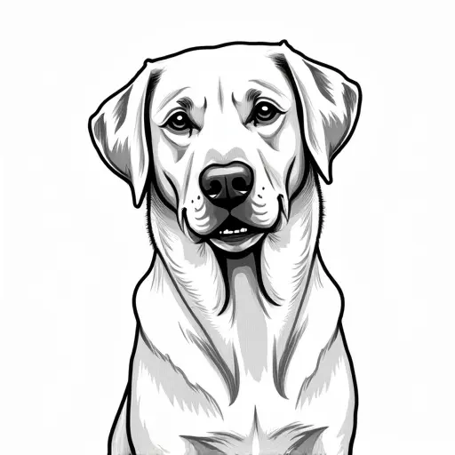 clean pencial outline sketch of a labrador retriever from the front view