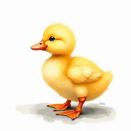 watercolor style of a baby duck from the side view