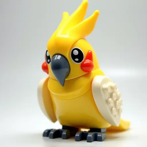 LEGO style of a cockatiel from the front view