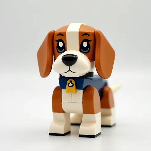 LEGO style of a beagle from the front view