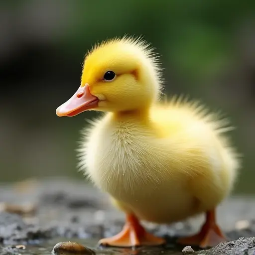 hd photo of a baby duck from the side view