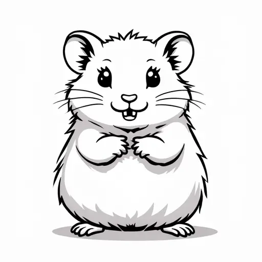 clean hand-drawn outlines of a baby hamster from the front view