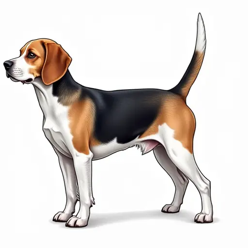 clean hand-drawn outlines of a beagle from the side view