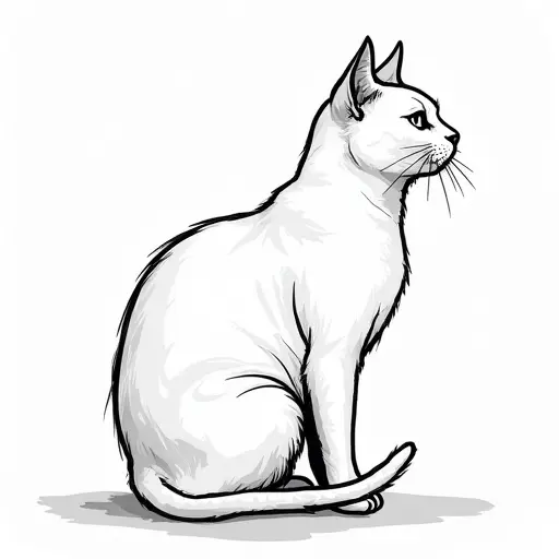 clean pencial outline sketch of a british shorthair from the side view