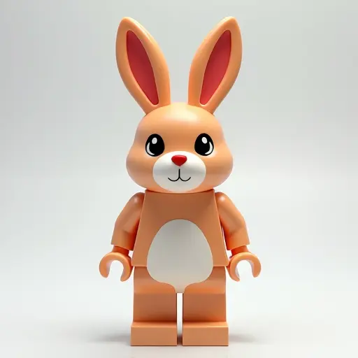 LEGO style of a rabbit from the front view