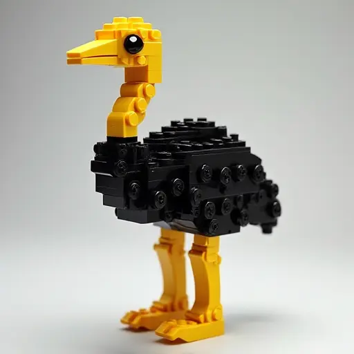 LEGO style of a emu from the front view