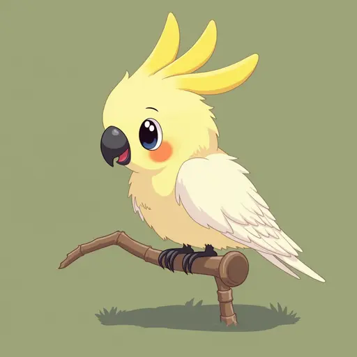 studio ghibli style of a cockatiel