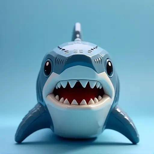 LEGO style of a shark from the front view