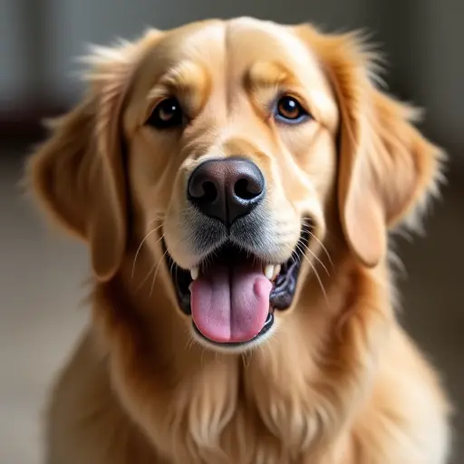 hd photo of a golden retriever from the front view