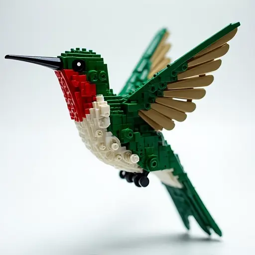 LEGO style of a hummingbird from the side view