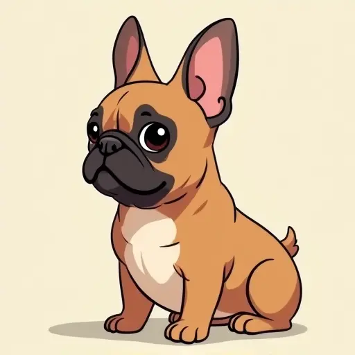 studio ghibli style of a french bulldog from the side view