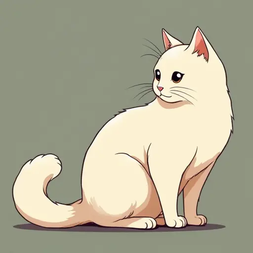 studio ghibli style of a birman cat from the side view