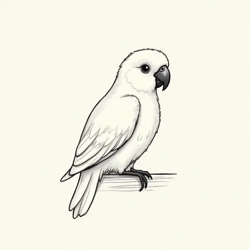 clean pencial outline sketch of a quaker parrot