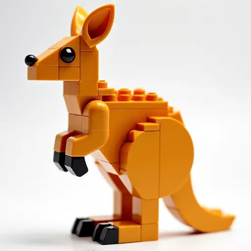 LEGO style of a kangaroo from the side view