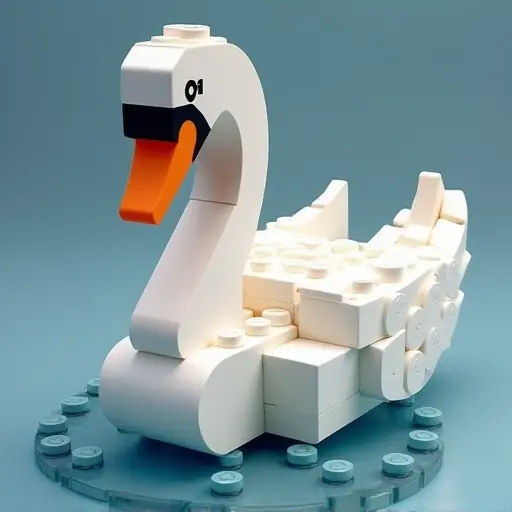 LEGO style of a swan from the front view