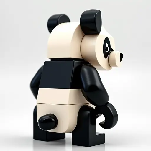 LEGO style of a panda from the side view