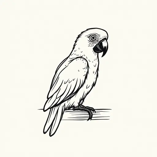 clean pencial outline sketch of a macaw