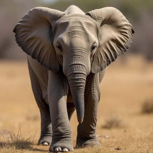 hd photo of a baby elephant from the front view