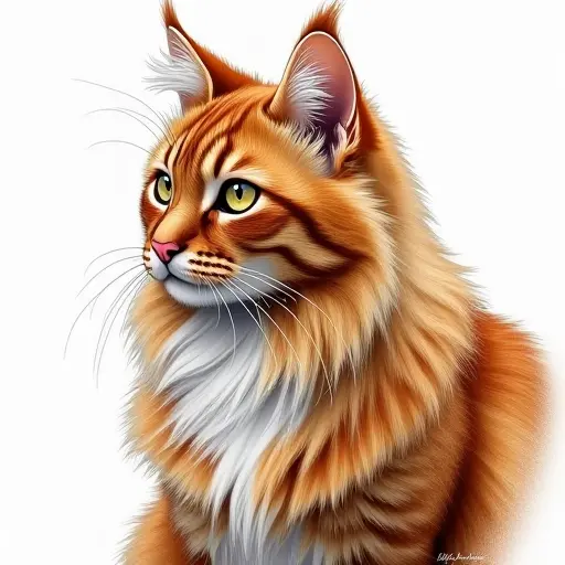 colored pencil drawing style of a british longhair from the side view