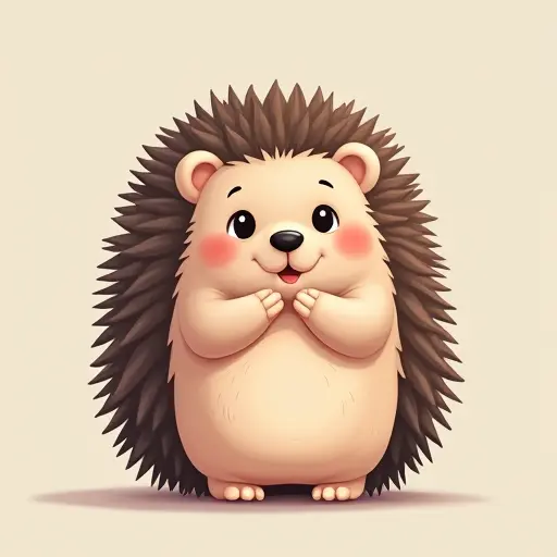 Cute hedgehog with soft spines, small round eyes, and a curious expression.