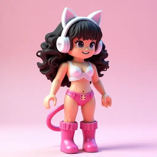 Looking for a lively, sweet, and unique Roblox avatar girl? This free downloadable cat-eared girl avatar is designed to showcase your distinct style! Featuring cat-ear shaped headphones, sexy lace lingerie, pink shorts, pink boots, and sleek black curly hair, this avatar combines playfulness with charm. Her big eyes and bright smile will captivate everyone around you. Whether you’re using it as a personalized avatar in Roblox or as your profile picture on social media, this 3D avatar will help you stand out. Free to download, get this cute, lively, and fashionable avatar now and be the center of attention!