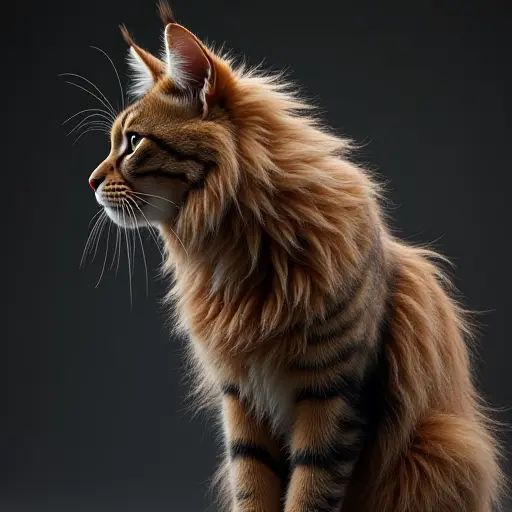 8k hyper real octane render blender of a maine coon from the side view